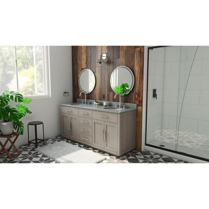 Dexterity 72" Double Bathroom Vanity Set, Gray Oak