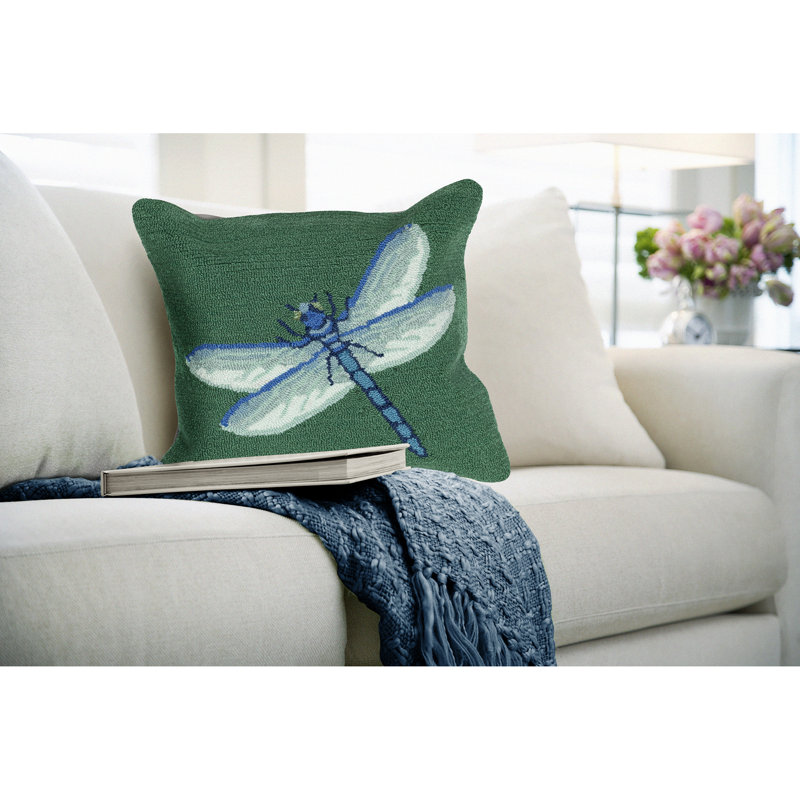 Frontporch Dragonfly Indoor/Outdoor Pillow Green 18" X 18"