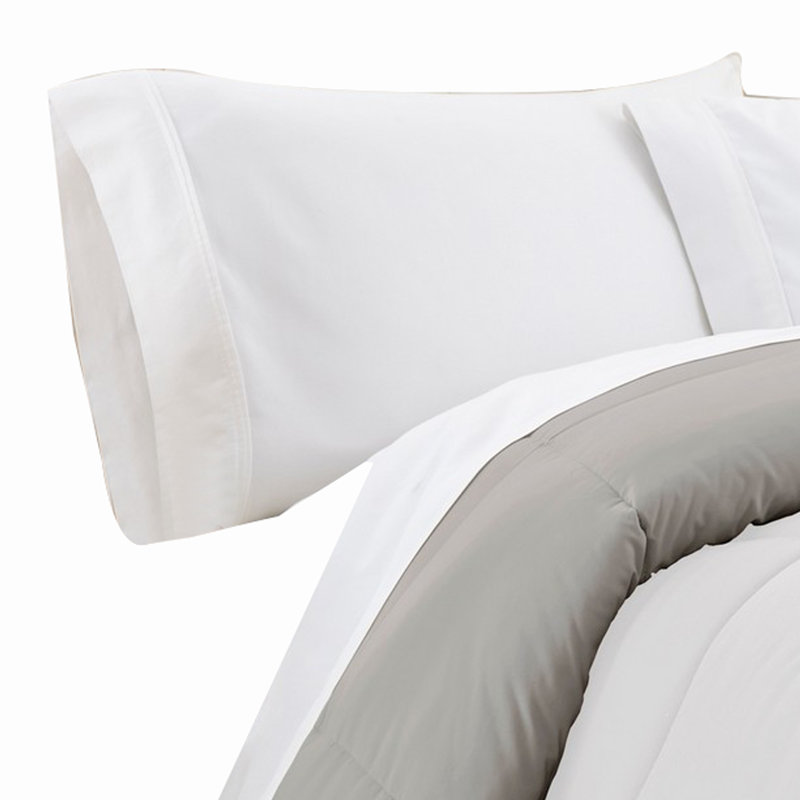 Microfiber Reversible Comforter, Queen Comforter, White/Gray