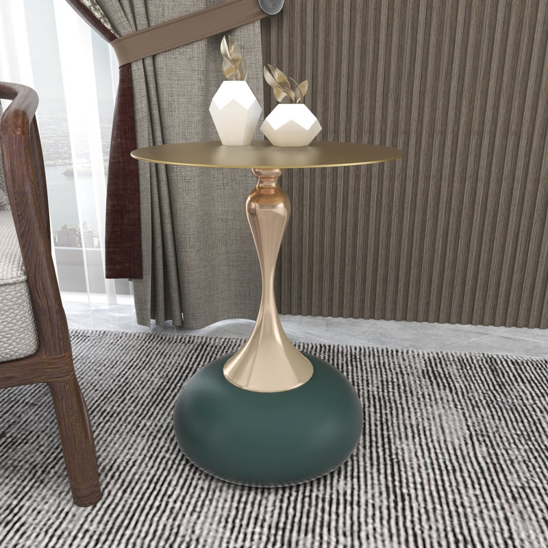 Table d'appoint en acier inoxydable Kalup, Vert/Ivoire