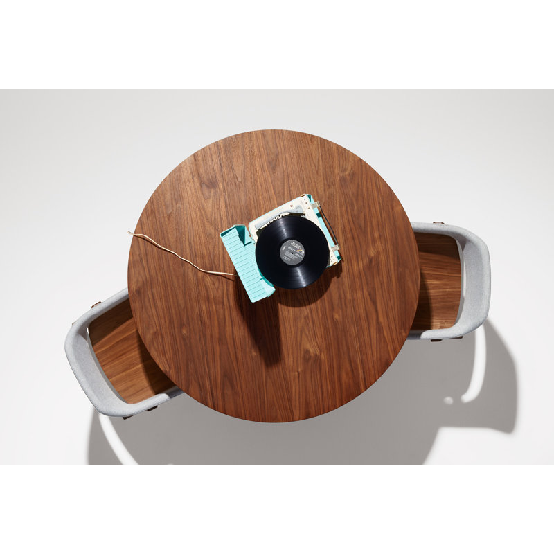 Easy Round Dining Table, Walnut, 29" H x 60" W x 60" L, Matte White