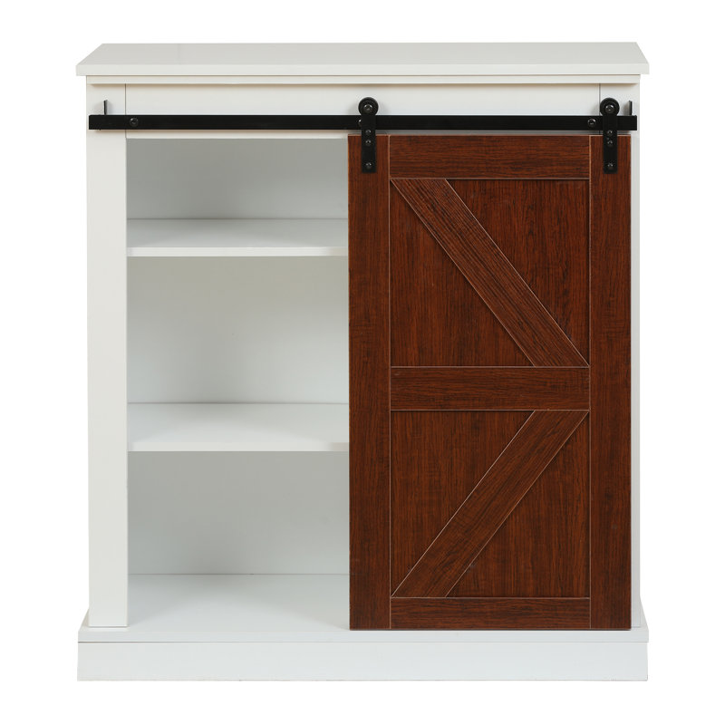 Armoire Mid-Century moderne de 34,4 po avec porte de grange coulissante Devell