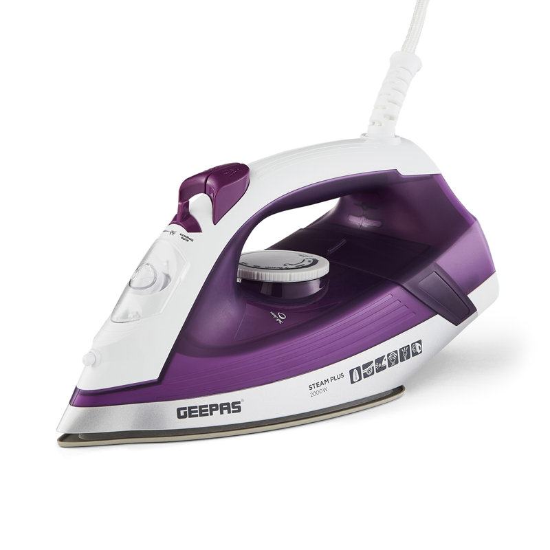 GEEPAS Steam Iron | Clothes Dry & Steam Press | 35s Fast Heat-Up, Vertical Steaming | Ceramic Soleplate & Adjustable Temperature | 460ml Water Tank with 0.7g/Steam Output | 2 Year Warranty 2000W