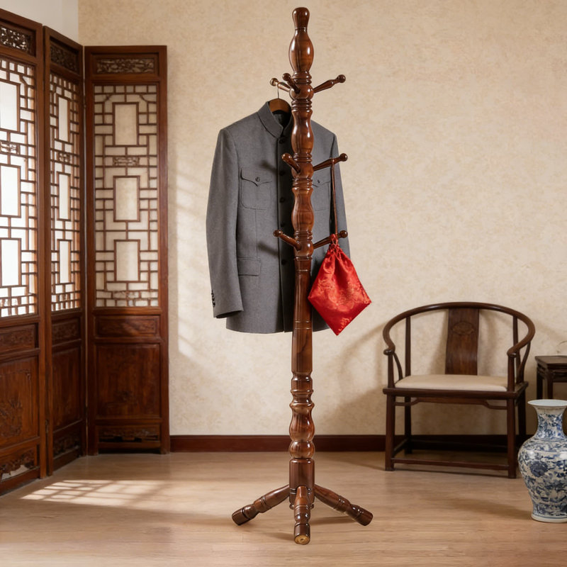 Freestanding Wood Coat Rack With 9 Hooks, Adjustable Height And Sturdy Tripod Base, Easy Assembly Hall Tree For Entryway, Hallway, Office Or Bedroom