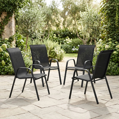 4 Piece Stackable Textilene Outdoor Dining Chair Set