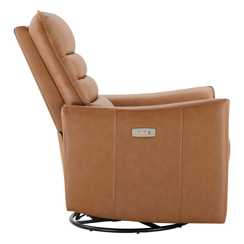 Gabi Genuine Leather Swivel Glider Power Recliner(Set of 2), Orange