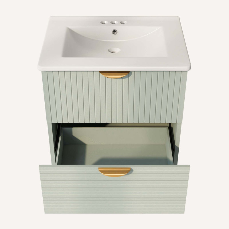 Ensemble de meuble-lavabo mural Aldaco, Vert