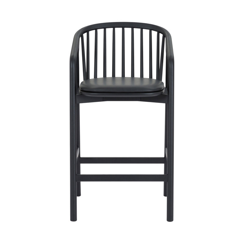 Tabouret de comptoir en bois de chêne noir et similicuir