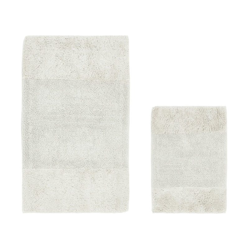 Ensemble de tapis pour salle de bain 2 pièces 100% coton 2155 g / m² Makaylynn, certifié OEKO-TEX®, envers en latex antidérapant, touffeté moelleux, super absorbant, lavables en machine, ivoire