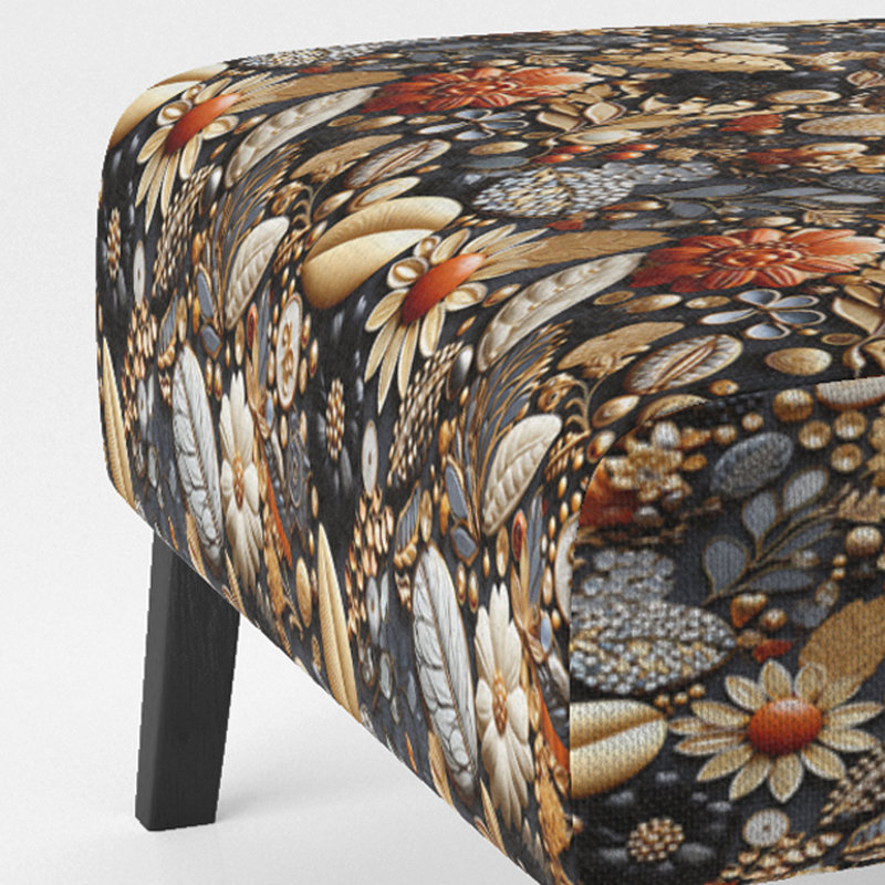 Fauteuil de chambre d'appoint rembourré bohémien et éclectique Black Jewerly Boho Chic I