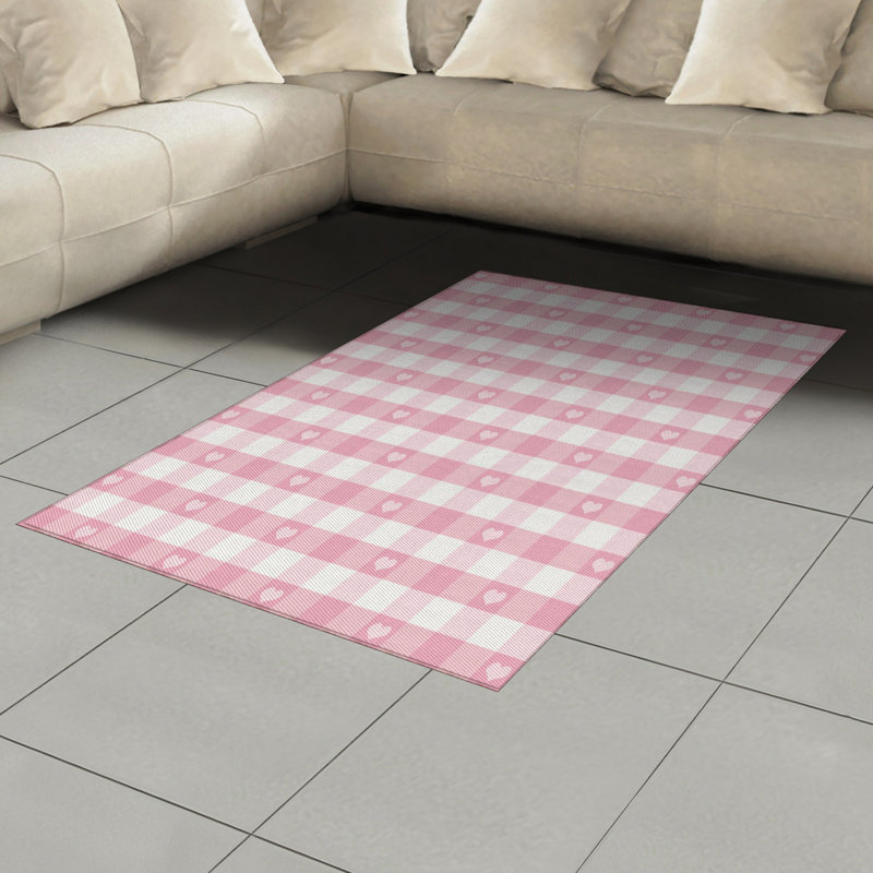 Tapis décoratif à haute densité en fibres de polyester à carreaux, Rectangle— 4 pi x 5 pi 8 po
