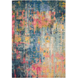 Velva Abstract Blue/Yellow/Pink Area Rug