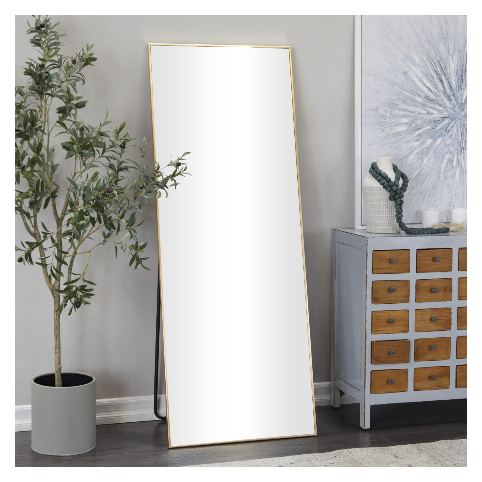 Cosmoliving By Cosmopolitan Modern Metal Floor Mirror, 65.3" x 25.5"