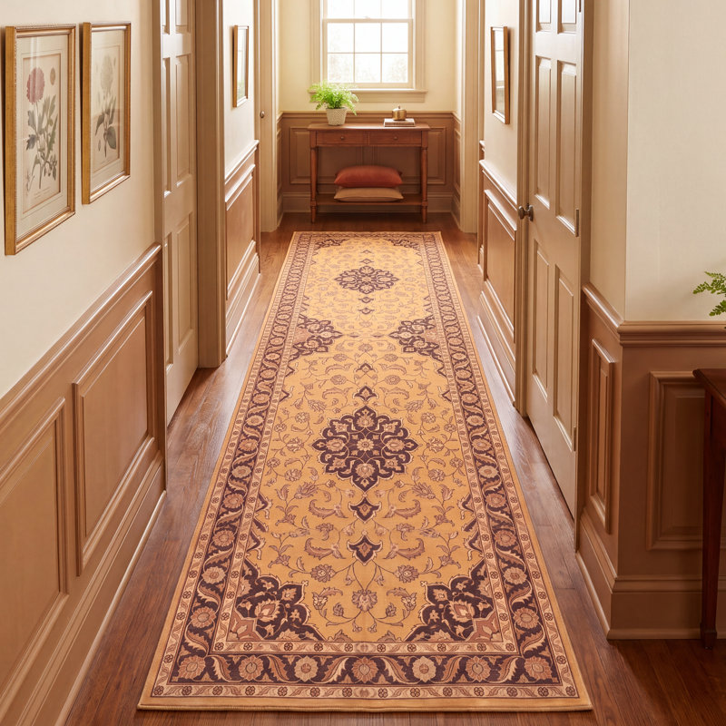 Tapis Moor2 traditionnel persan audacieux orange, vert et crème, lavable en machine, antidérapant, à poils courts, pour intérieur et extérieur, adapté aux animaux domestiques, idéal pour le salon, la chambre, la salle à manger, l'entrée, le corridor ou le bureau.