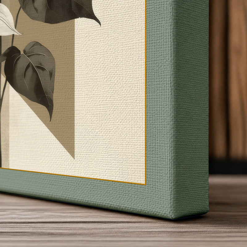 Flowering Plant Study Botanical - Wrapped Canvas, 18x12 - 45.7 x 30.5 cm, Sage Border