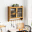 Armoire murale de 24,8 po avec porte en verre vintage avec rangement à trois niveaux et porte-serviettes, convient à la salle à manger, à la cuisine, à la salle de bain, à la teinte de bois naturel, au verre massif, au processus d'assemblage facile à double profondeur,
