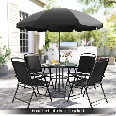 6 PCS Patio Dining Set with Umbrella Outdoor Table and Chairs Set for Lawn