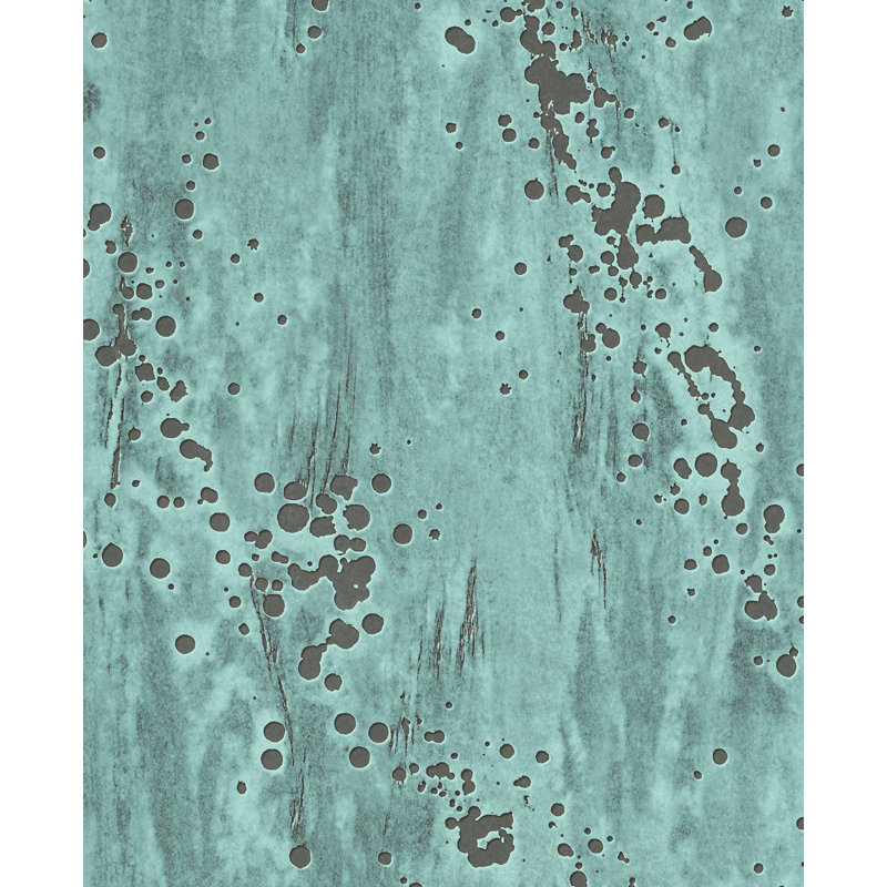 Papier peint abstrait Babita, Cyan / gris anthracite métallique