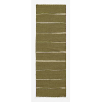 Hand Tufted Striped Area Rug in Green