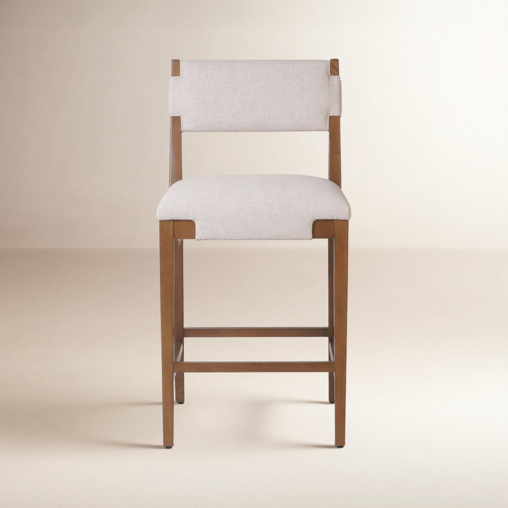 Bilbrey Bar and Counter Stool, Brown, Counter Stool (27.76" Seat Height), Cream Linen Blend