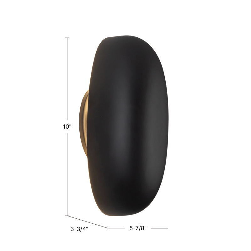 Perle 10-in Black dimmable LED Wall Sconce, Antique Brass