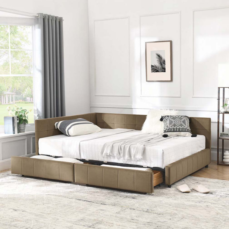 Velvet Storage Daybed, Brown