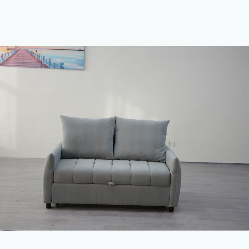 Canapé-lit futon, canapé futon avec dossier réglable, Gris clair