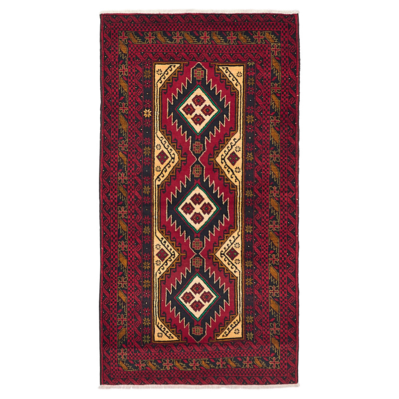 Tapis rouge Teimani 3 pi 8 po x 6 pi 9 po