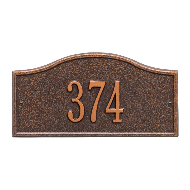 Rolling Hills 1-Line Wall Address Plaque, Antique Copper, Yes