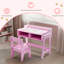 Ensemble de bureau et de chaise pour enfant rose en MDF avec 2 compartiments de rangement-878773137