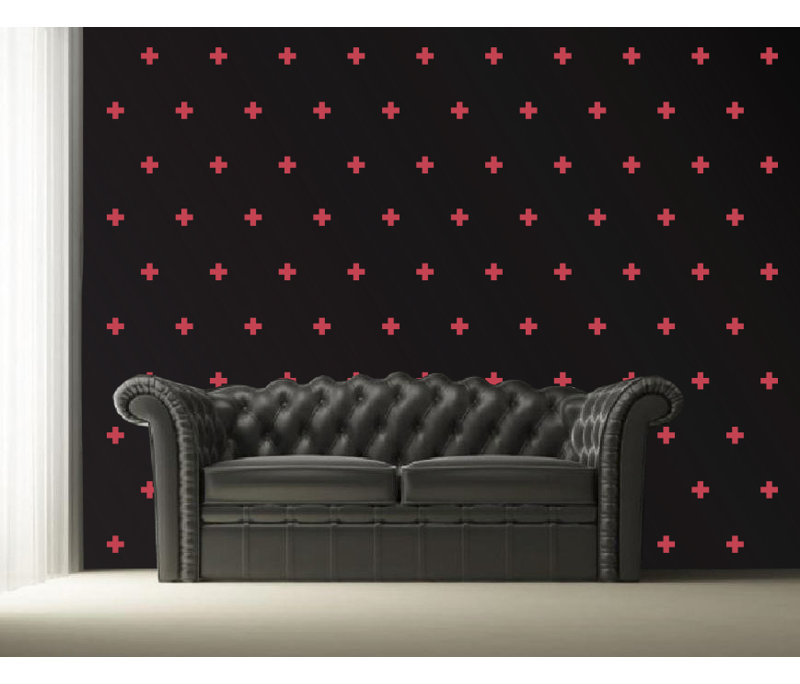 Décalcomanie murale à motifs croisés suisses, H 6 po x l 6 po x P 0,01 po, Rouge Dahlia