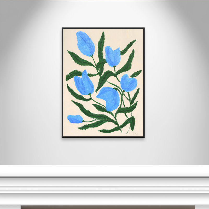 «Colette Blue Tulips Print» par Camilla Bergqvist, Noir, H 49,5 po x l 37,5 po
