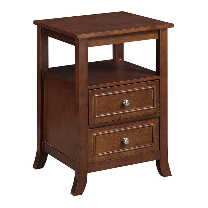 Cahoon 2 Drawer End Table with Shelf, Espresso