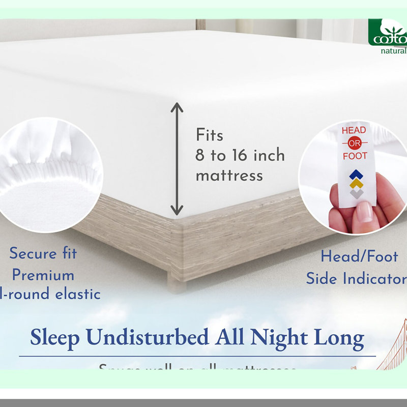 Luxury Sateen Queen Fitted Sheet - Soft 400 Thread Count Cotton, No-Pop Off Elastic, Deep Pocket Bright White - Premium Bedding for Ultimate Comfort