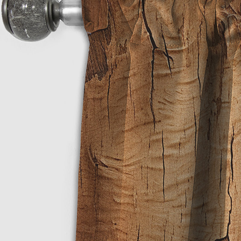 Panneau de rideau nature, texture écorce d'arbre occultant - Essence d'écorce d'arbre brun V, L 52 po x L 120 po