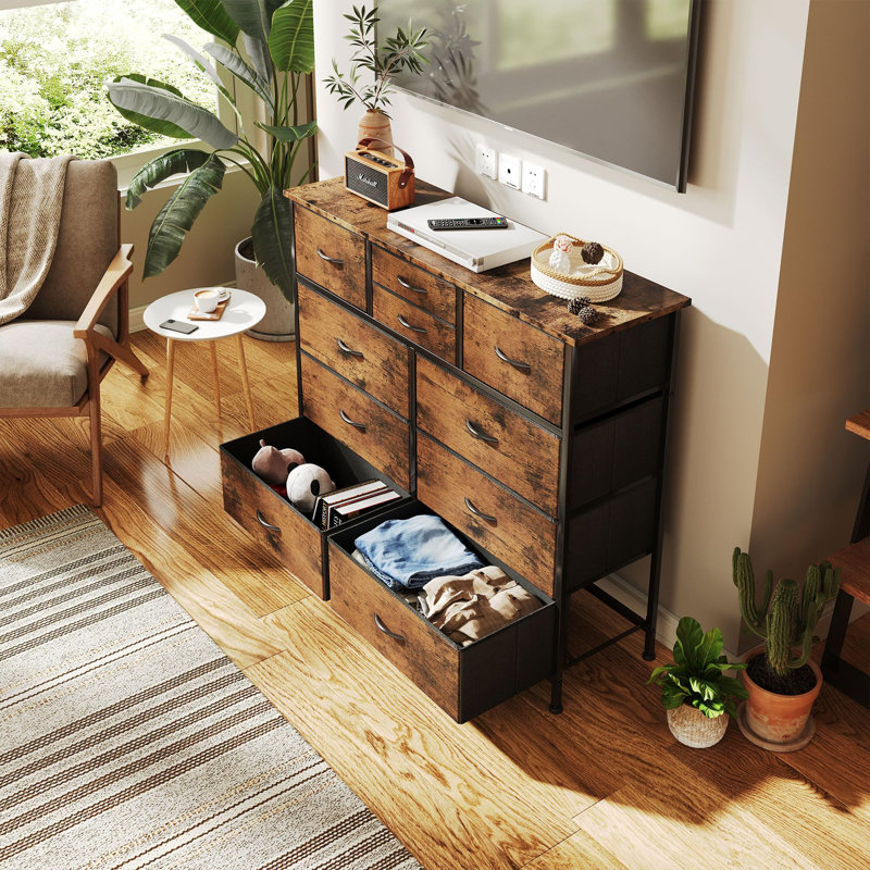 101 cm W Chest of 10 Drawers, Brown