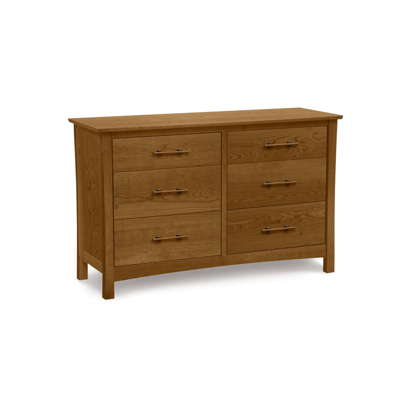 Commode double en bois massif à 6 tiroirs Monterey, Cerise brune