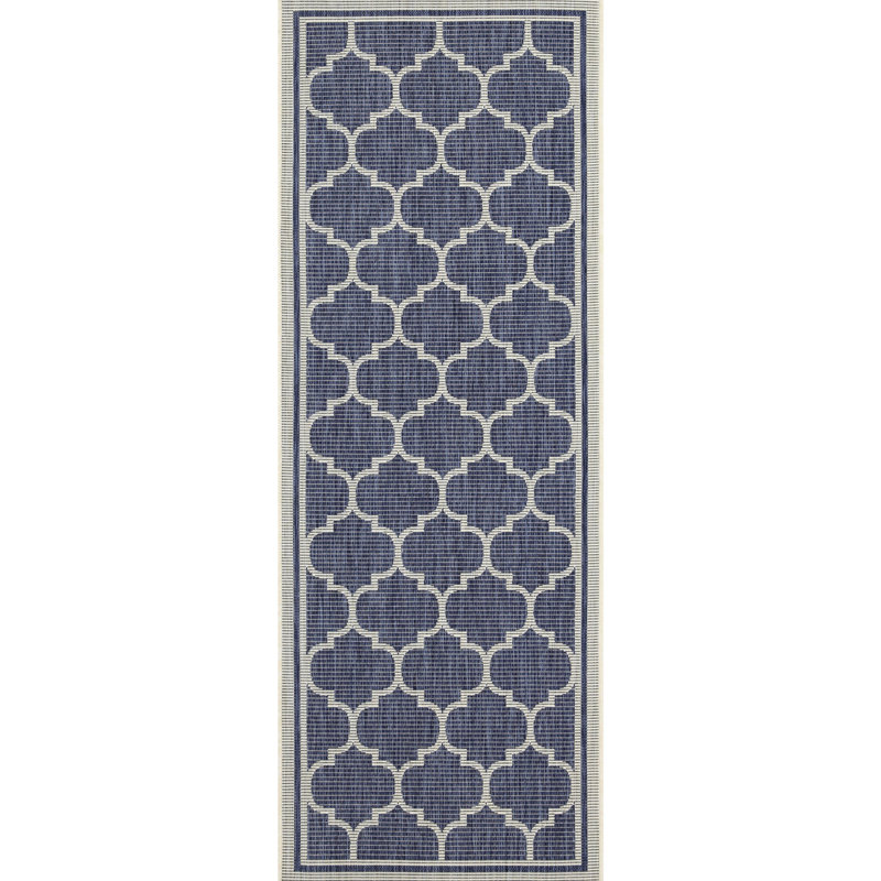 7 pi 10 po Tapis X 3 - thème de treillis bleu soleil, intérieur et extérieur, teinture, polypropylène, style familial, intérieur / extérieur,