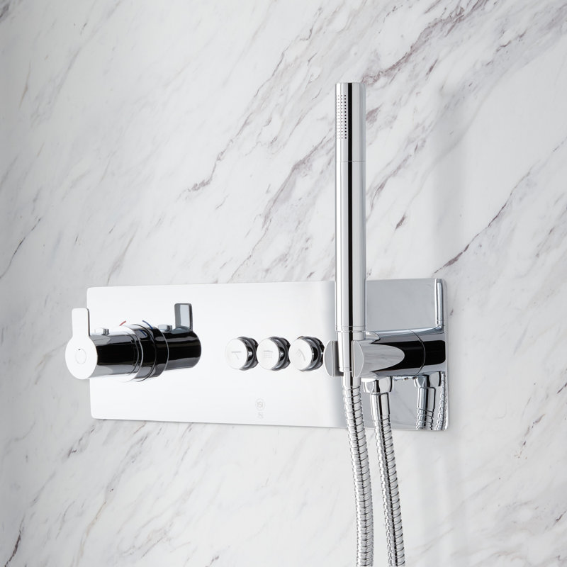 Hollyn Simple Select Thermostatic Shower System with Dual-Function Shower Head and Hand Shower, Chrome
