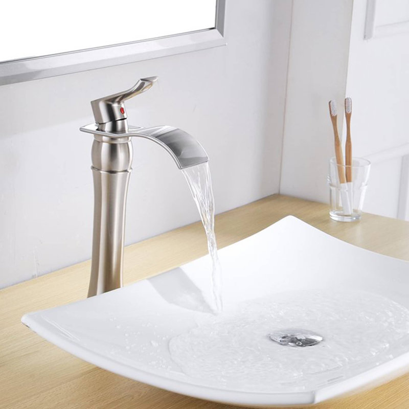 Vessel Sink Faucet Single-handle Bathroom Faucet with Drain Assembly, Brushed Nickel