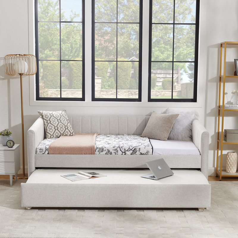 Twin Size Daybed with Trundle, Beige