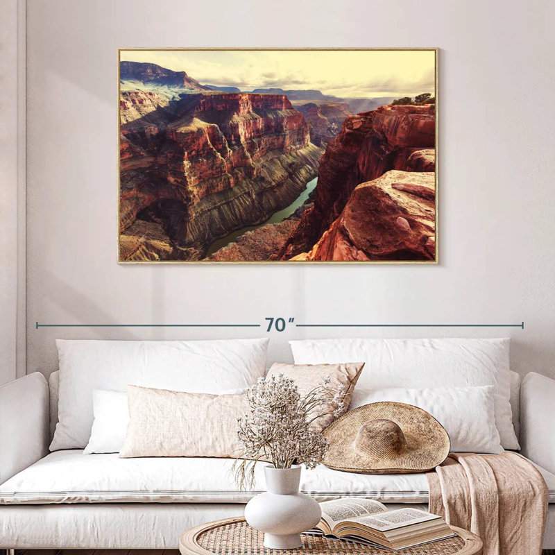 Superbe vue sur le Grand Canyon, Cadre flottant en bois naturel, 46 po x 31 po