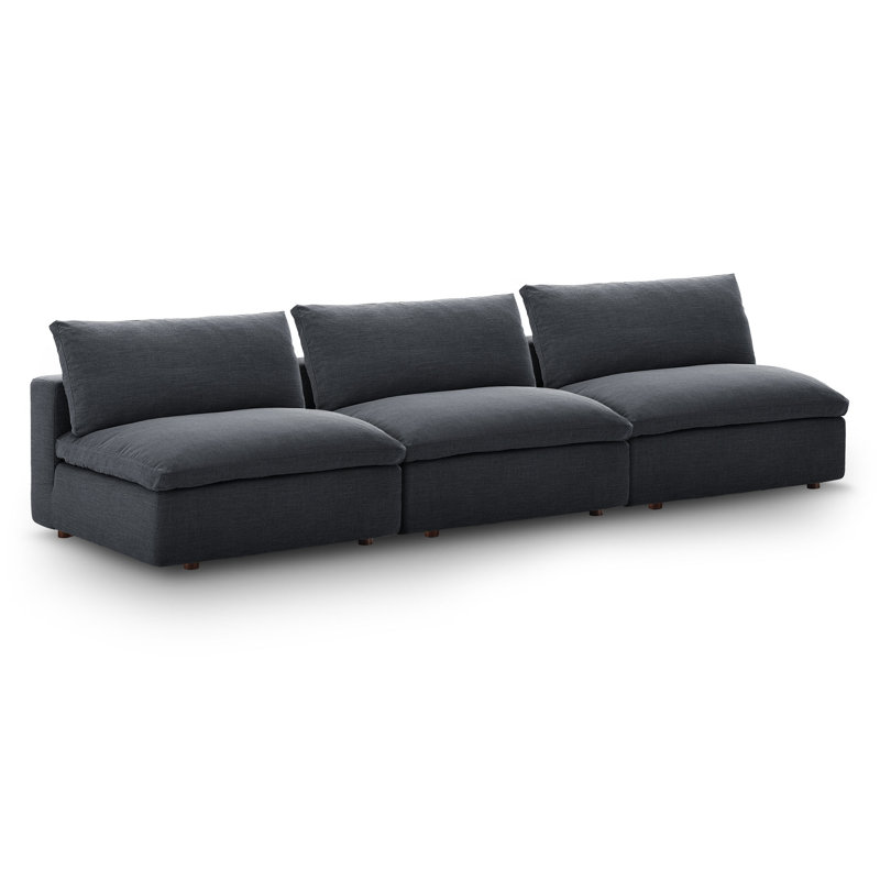 Canapé modulaire sans accoudoirs rembourré 3 pièces Commix, Polyester gris