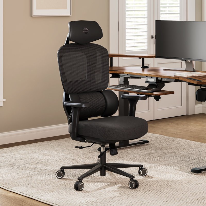     Ergonomic Gaming Chair with Thick Soft Cushion, Adjustable Lumbar & 3D Armrests – Black, Black