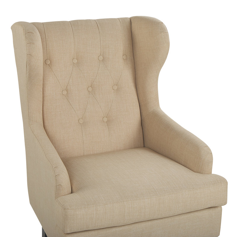 Aleshia Upholstered Wingback Chair, Beige