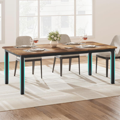 78.7" Industrial Kitchen Dining Table for 6-8 People, Rectangular Table with Thick Top & Sturdy Metal Frame for Dining or Work