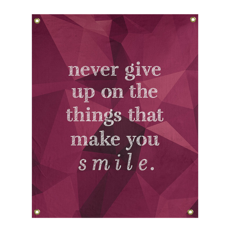 Quotetapestry de joie et perseverance de pierre de polyester, H 80 po x l 59 po, Spinelle