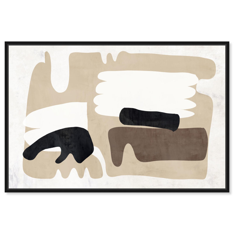 Art mural abstrait abstrait Sandho, H 11 po x l 16 po, Cadre noir
