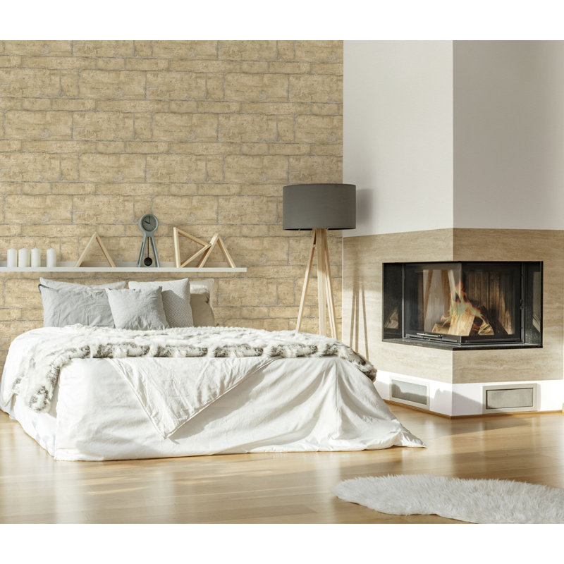 Rouleau de papier peint texturé L 33 pi x l 21 po, Beige / mat