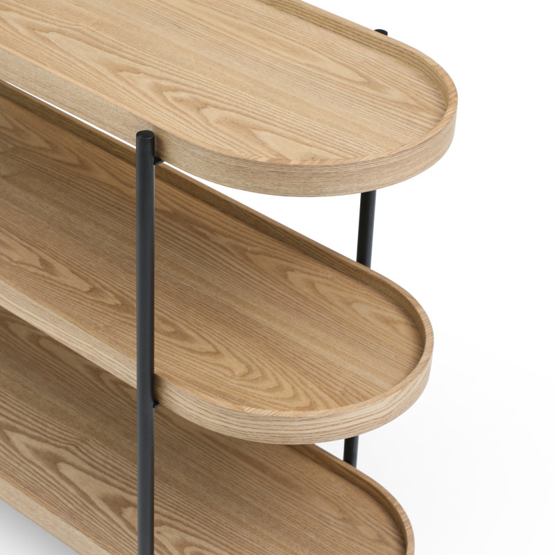 Stylish & Modern Design Hanniel 3 Tier Brown/ Black Finished 120cm Bookcase Console with Side Rails